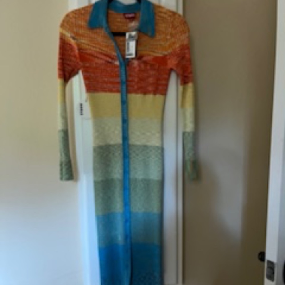 Staud Napa Rainbow Polo Midi Dress XS-NWT